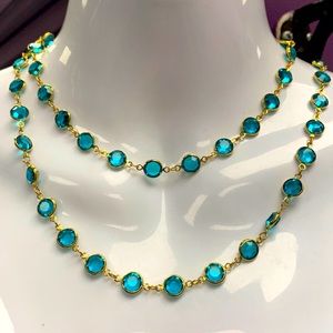 Vintage Swarovski Crystal Necklace 🦋 Swan Signed Hangtag 🦋 BEAUTIFUL AQUA 🦋